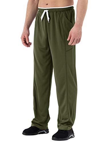 YSENTO Tracksuit Bottoms for Men Loose Fit Sports Fitness Training Trousers Elastic Waist Pockets(Green,XL)