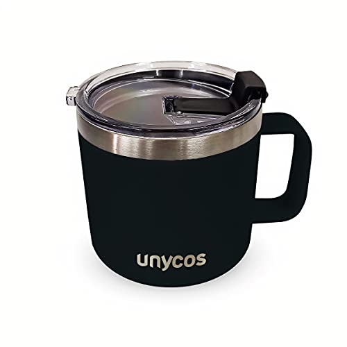 unycos - Taza térmica de Acero Inoxidable con Tapa Antigoteo de 425 ml. Aislamiento de Vacío de Doble Pared | 100% a…