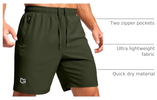 Image of G Gradual Men's Athletic Running Shorts with Zipper Pockets Quick Dry 7 inch / 5 inch / 9 inch Workout Gym Shorts for Basketball Hiking