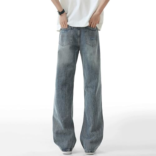 Baggy Flared Ripped Jeans for Men Vintage Distressed Wide Leg Denim Pants Streetwear Skate Style4