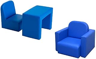 HOMCOM Kids Mini Sofa 2 In 1 Table Chair Set Armchair Seat Game Relax Playroom Seater for 3 years old Children Girl Boys Blue