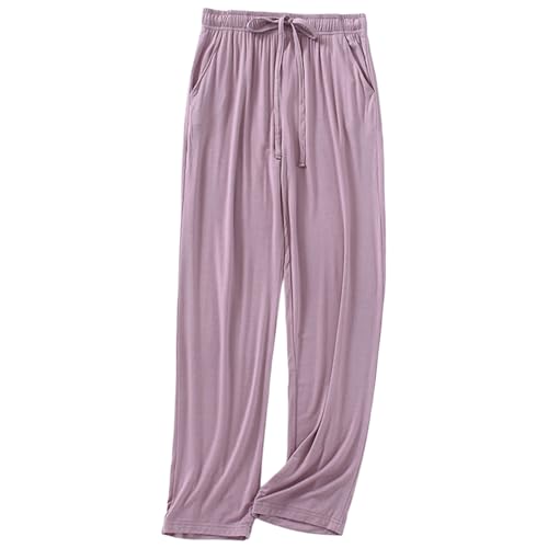 Soft Women's Modal-Cotton Pajama Pants with Pockets & Drawstring - Lounge Pants for Sleeping (Black/Blue/Pink/Gray), Purple, Small
