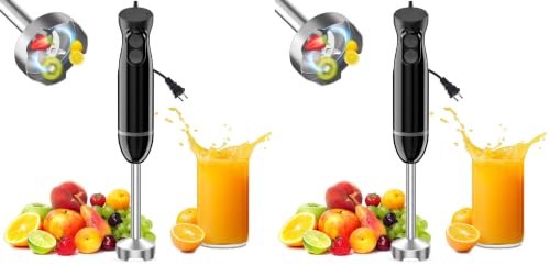 Image of Bonsenkitchen Hand Blender, Immersion Blender with 2 Mixing Speed, Electric Handheld Mixer Portable Stick Mixer with Stainless Steel Blades for Soup, Smoothie, Puree, Baby Food (Pack of 2)