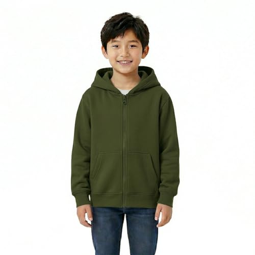 Image of HOODLIFE Kids Zip-Up Hoodie Sweatshirt for Boy Soft Cotton Blend Hooded Jacket with Pockets, Comfortable Everyday Wear for Kids