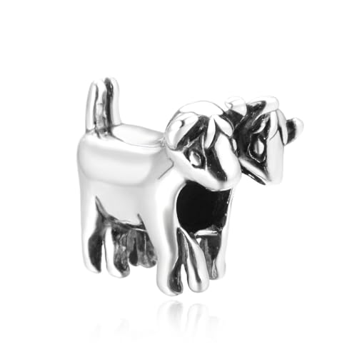 Adabele 1pc 925 Sterling Silver Love Goats Charm Pet Animal Bead Compatible with Pandora All Other Charm Bracelet Jewelry Making