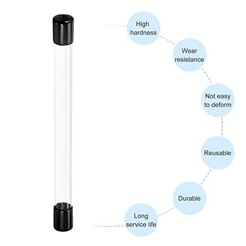 Image of PATIKIL Clear Rigid Tube Round Plastic Tubing with Black Rubber Caps Polycarbonate Water Pipe, 305mm / 12 Inch Length, 13mmx14mm /0.51 inchx0.55 inch, 1 Set