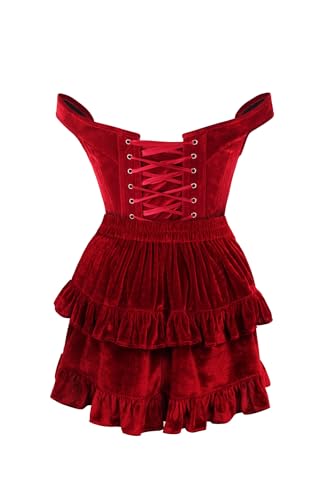 Daisy corsets Women's Top Drawer 2 Pc Dark Red Velvet Steel Boned Corset & Skirt Set, XS (Pack of 2) steampunk buy now online Daisy corsets Women's Top Drawer 2 Pc Dark Red Velvet Steel Boned Corset & Skirt Set, XS (Pack of 2) steampunk buy now online