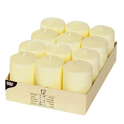 PAPSTAR 15360 12 Pillar Candles Diameter 40 x 60 mm Ivory, 1 - Pack