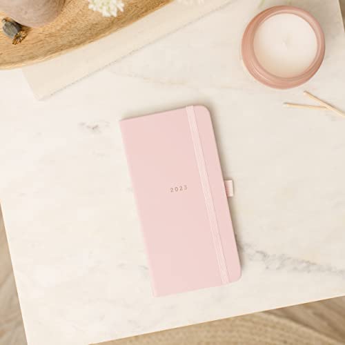 Busy-B-Slim-Diary-January-to-December-2023-Pink-Faux-Leather-Week-to-View-Planner-with-Notes