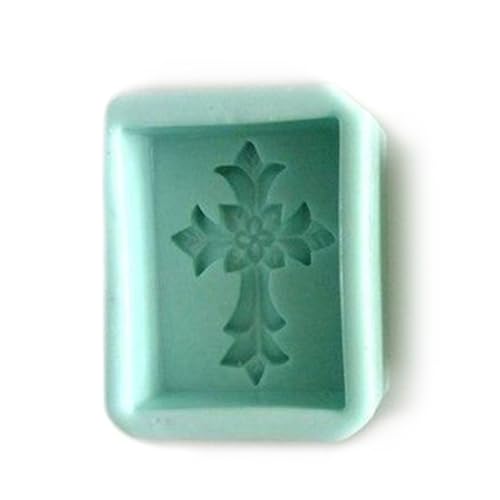 Moule en silicone rectangle pour fabriquer vos savons maison aux motifs de feuilles et croix