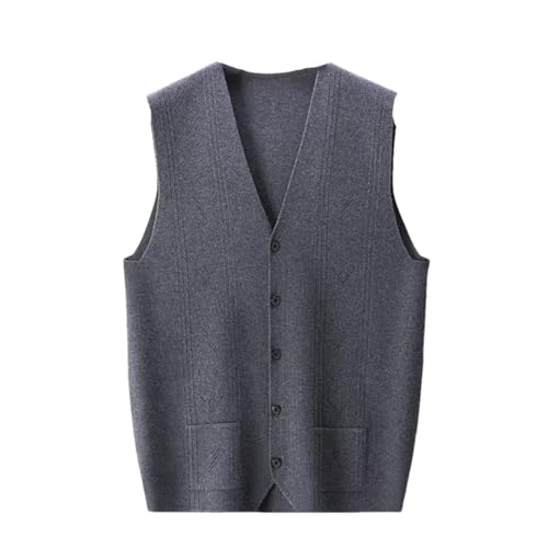 Men Warm Knit Vest Button V-Neck Sleeveless Sweater Tops Thick Casual Suit Business Waistcoat