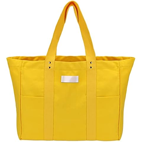 TORASO Large Tote bag, Shoulder Bag Top Handle Handbag for Travel, Work, School, 16"*14"*5", Yellow Cover