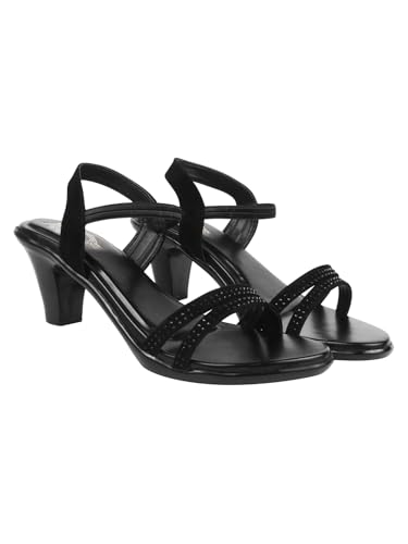 Image of Shoetopia Women's Stylish Heeled Sandals with Strap & Studded Detailing - Comfortable Party & Casual Footwear