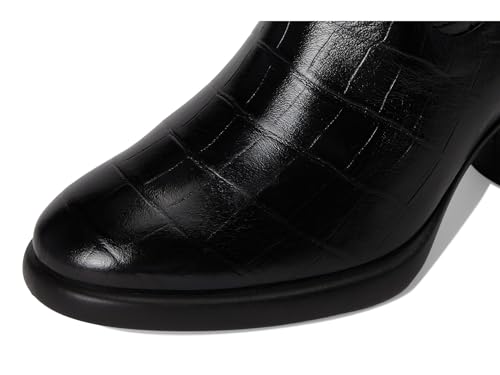 Bottes hautes ECCO femme en cuir noir imprimé reptile avec talon 55 mm 38-38.5