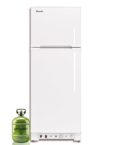 Image of SMETA Propane Refrigerator 10.2 Cu.ft Propane Fridge with Freezer for Home Off Grid Garage 2 Way Full Size Compact Refrigerator Reversible Door Large Size White