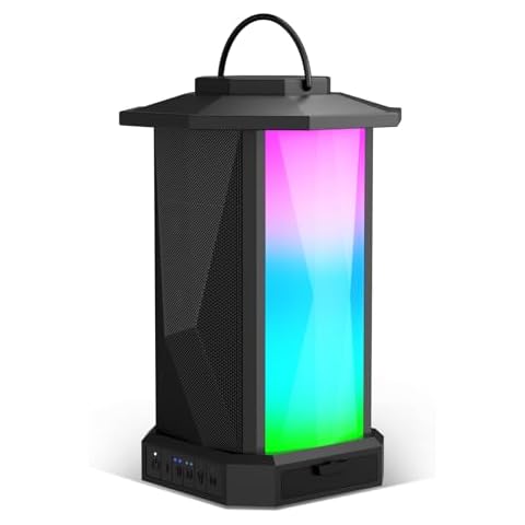 Ortizan Outdoor Speaker, Bluetooth Speaker with Lights, 50W Stereo Sound, IPX5 Waterproof, 24H Playtime, Sync up to 100 Wireless Speakers, Portable for Outdoors/Patio/Porch, Tech Gadgets, Gift for Men Cover