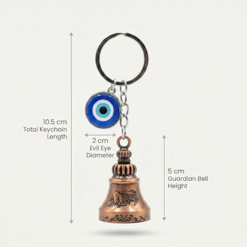 Image of OTTAVO Guardian Bell Keychain, Oxidized Copper, Tibetan Style, 5 cm Height, Good Luck Charm