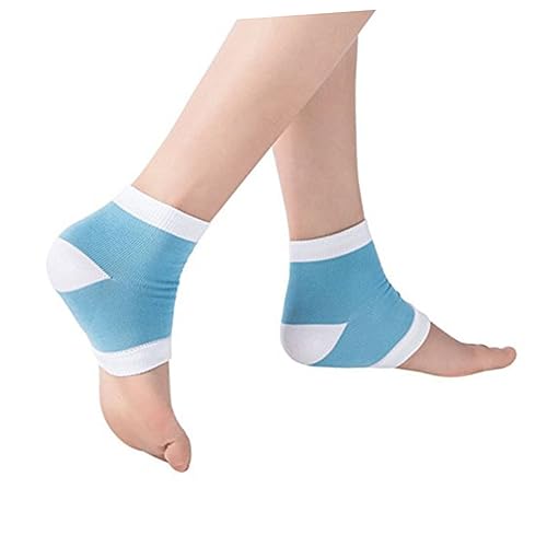 OSOLADY Moisturizing Gel Heel Socks Spa Vented Toe Recovery Socks for Dry Cracked Skin Blue