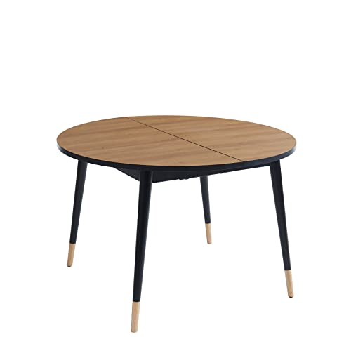 Table extensible 120 à 150cm Cavallo BAÏTA bois et noir avec allonge centrale - 8