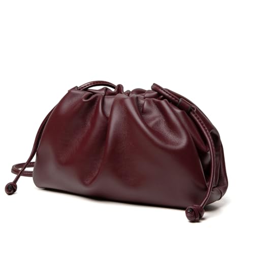 Huralona Bolsa clutch elegante de couro vegano plissada, super macia, bolsa de mão para mulheres, bolsa de mão de poliuretano para noite, Roxa, Medium