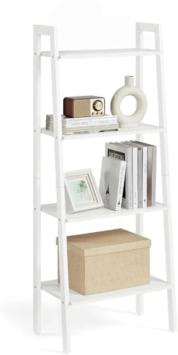 Bookshelf 4 Tier Bookshelf Wooden Rack Shelf Stylish Kitchen Rack Open Rack Storage - White