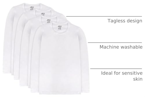 Image of Brix Girls' Long Sleeve Tees - 100% Cotton Tagless 4 -Pack Crew Neck Super Soft Cotton T Shirts.