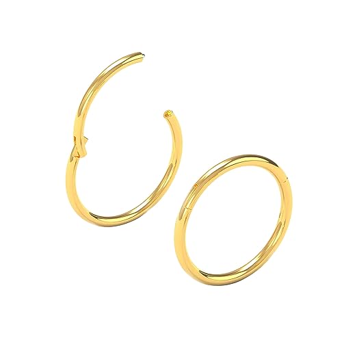 Body CAC Oro 2 Piezas-0.8mm × 6mm Mini Mujer Acero Quirúrgico Bisagras Nariz Anillos Oreja Acero Inoxidable Helix Piercing Cartílago Tragus Pendientes