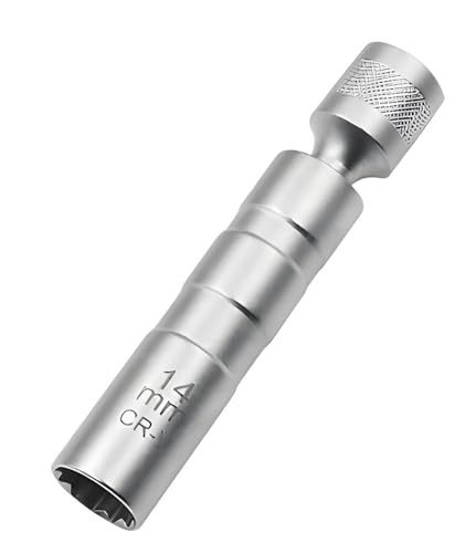 Image of Spark Plug Socket,14mm Ultra Thin Spark Plug Socket Wrench, Long Reach Spark Plug Removal Tool for Tight Engine Spaces