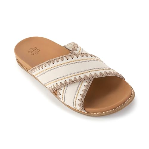 Image of The Sak Penelope Slide Sandal - Women's Flat Fashion Slides with Soft Cushion Sole -Hand Crochet Slip On Sandals For Everyday