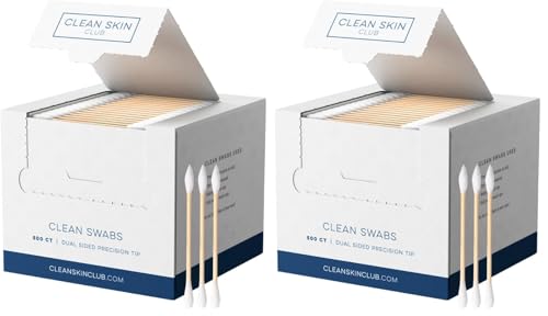Image of Clean Skin Club Clean Swabs, One Pointed Tip, Biodegradable + Organic Cotton & Bamboo, Makeup & Nail Polish Touch-ups, Chlorine-Free & Hypoallergenic (500 Count) (Pack of 2)