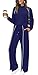 WIHOLL 2 Piece Sets for Women Early Fall Fashion 2025 Lounge Sets Wide Leg Pants Sweatsuits Travel Outfits Navy S