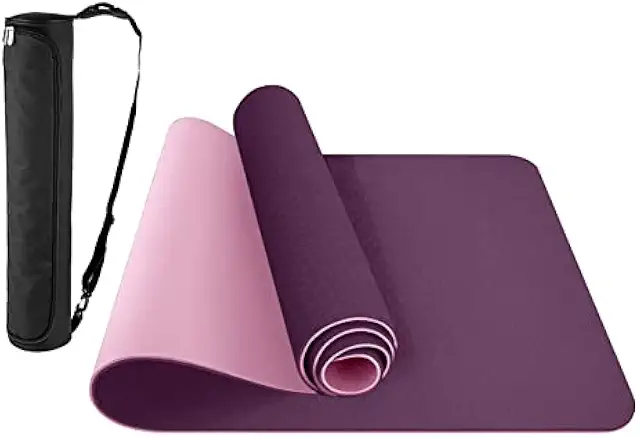 Pink Yoga Mat - Non-Slip TPE Premium Mat with Carry Bag