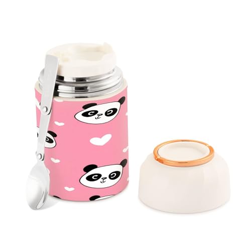 Termo para comida Cute Panda de 500 ml: tarro térmico de acero inoxidable con boca ancha 2