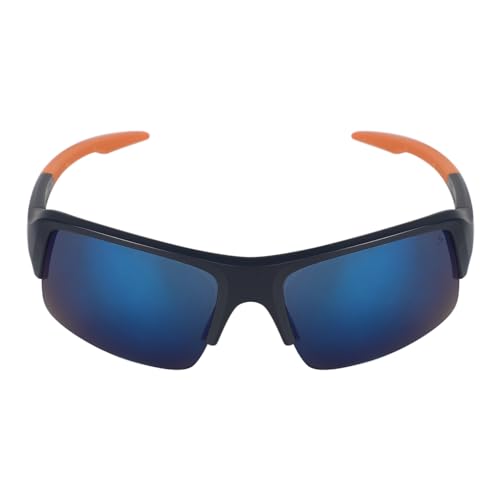 Image of Sporty Sunglasses For Men & Women - Half Rim Polycarbonate Sunglass For Boys & Girls, (S23931-HF) Frame Color -Black, Lens Color - Blue