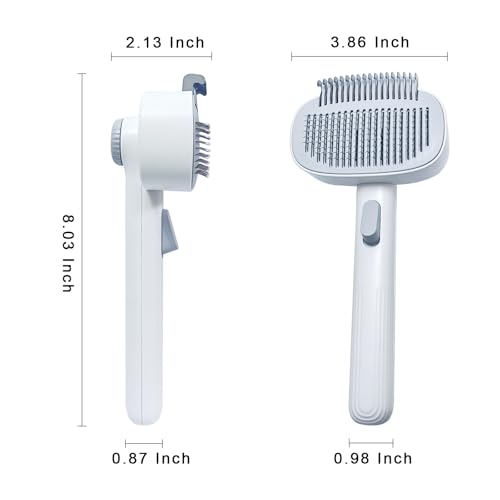 Image of 2-in-1 Dog & Cat Grooming Brush - Adjustable Deshedding Comb & One-Touch Clean | Skin-Safe Rake for Mats, Tangles, Shedding | Long /Short Hair Pets