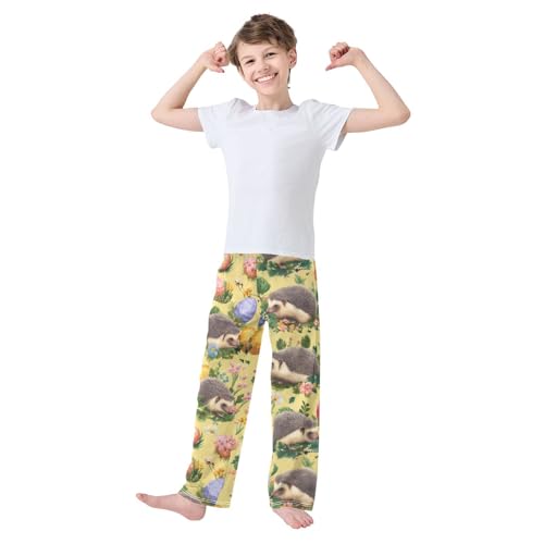 ZZXXB Hedgehog Easter Egg Boys Long Pants Soft Trousers Elastic Waist Kids Lounge Bottoms with Pockets S-XL3