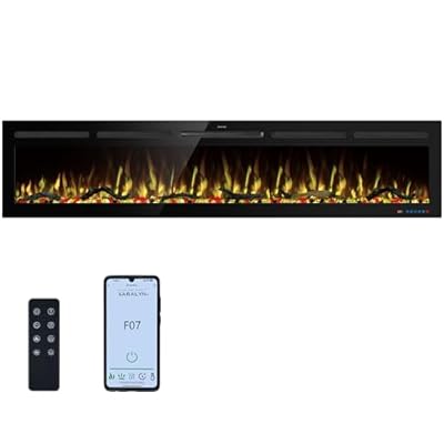 Kentsky 80" WiFi Electric Fireplace Inserts, Recessed and Wall Mounted Fireplace Heater W/Adjustable Flame Color & Brightness, Thermostat, 9H Timer, App and Remote Control, 750/1500W