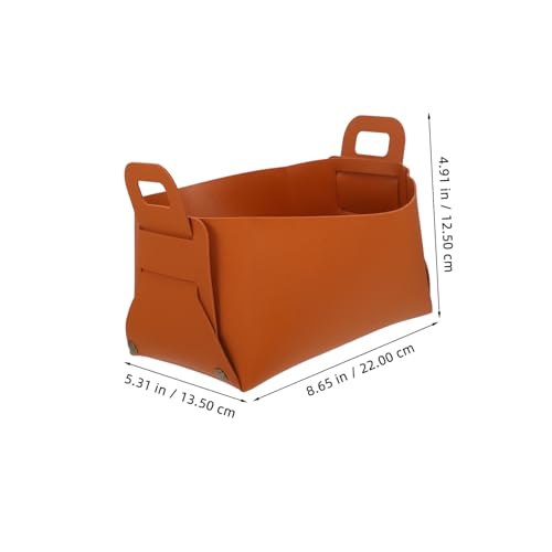 Caja organizadora de escritorio en cuero PU marrón miniatura 6