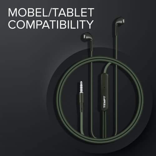 Image of TEMPT Zip X1 in Ear Wired Ear Phones with Mic | 3.5mm Audio Jack | 13.6mm Powerful Driver for Stereo Audio |1.2 Tangle- Free Cable Phone /Tablet Compatible (Green)