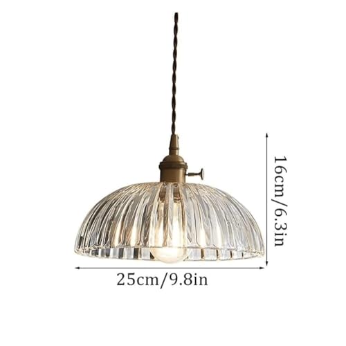 Suspension minimaliste laiton et verre strié, lustre d'exception E27 - 2