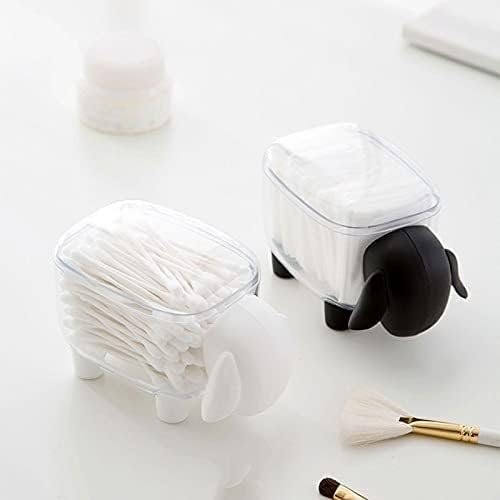 JYYBN Cotton Swab Storage Box with Lid Transparent Cotton Swab Cosmetic Small Box Desktop Cotton Swab Box Makeup Cotton Box Finishing Box (Color : White)