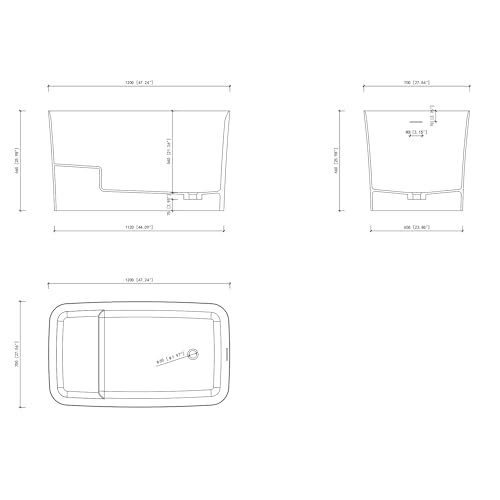 MEDUNJESS 47" Stone Resin Freestanding Bathtub, Freestanding Bathtub with seat,Oval Solid Surface Japanese Soaking Bathtubs with Drain & Integrated Slotted Overflow Matte White MG003-1200