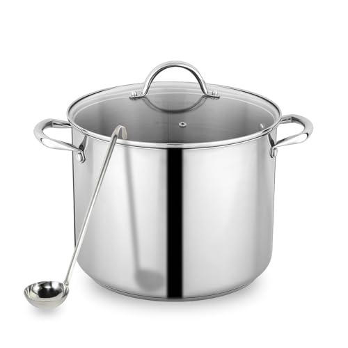GreatChef Stock Pot Stainless Steel for Cooking Riveted Handle Heavy Duty Vessel Induction Compatible All Cooktops in Use Dishwasher & Oven Safe (14 Quarts)