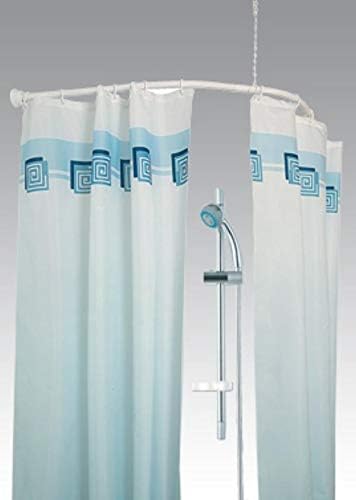 Aluminium Arched Rod Chrome 120x120 cm - Extra Long - Shower Curtain bar Oval Chrome Oval Rod for Shower Curtain! Arched Rod