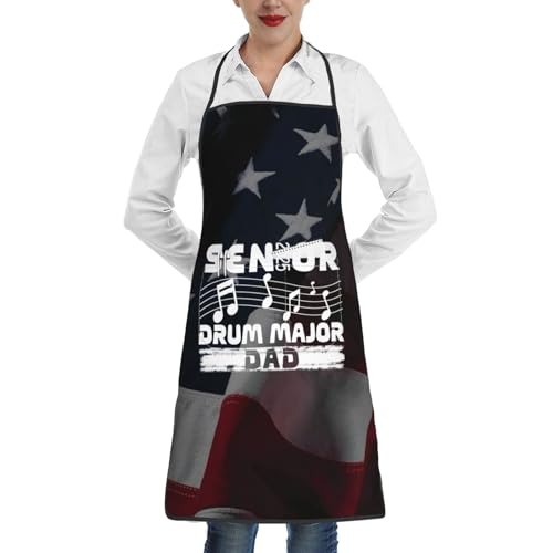 nopicsn Senior 2025 Drum Major Apron for cooking with Pockets Women Men Kitchen Chef Funny Aprons