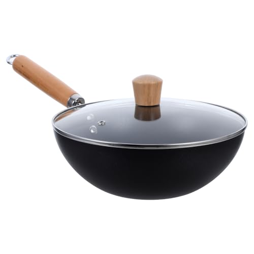 Wok mini de hierro con tapa 24 cm y mango de madera miniatura 1