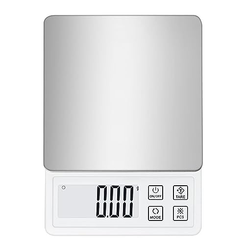 はかり デジタル キッチン 0.01g単位 最大計量600g USB充電可能 風袋引き 計数機能 ステンレス鋼 【宝石 粉】B604C 白