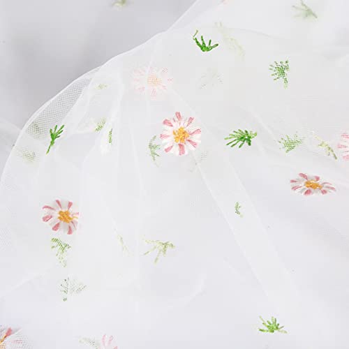 Tulle brodé marguerite pour décoration de table de fête et rideau de maison DIY