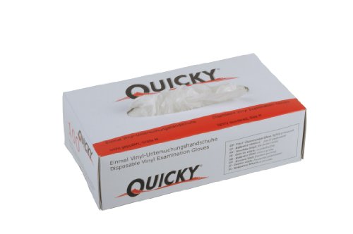 Quicky AQL 1.5 - Guantes de examen de vinilo, color blanco, 10 unidades (10 x 100 unidades)