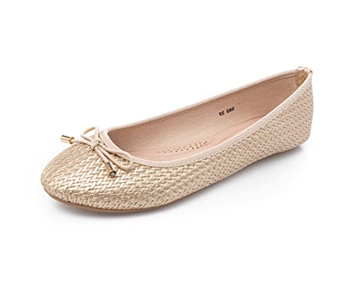 MIGILI 582 Ballerines Femme - Chaussures Femme - Ballet Flats (Gold, Size 36) Cover